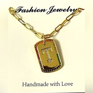 Initial necklace “T” never worn